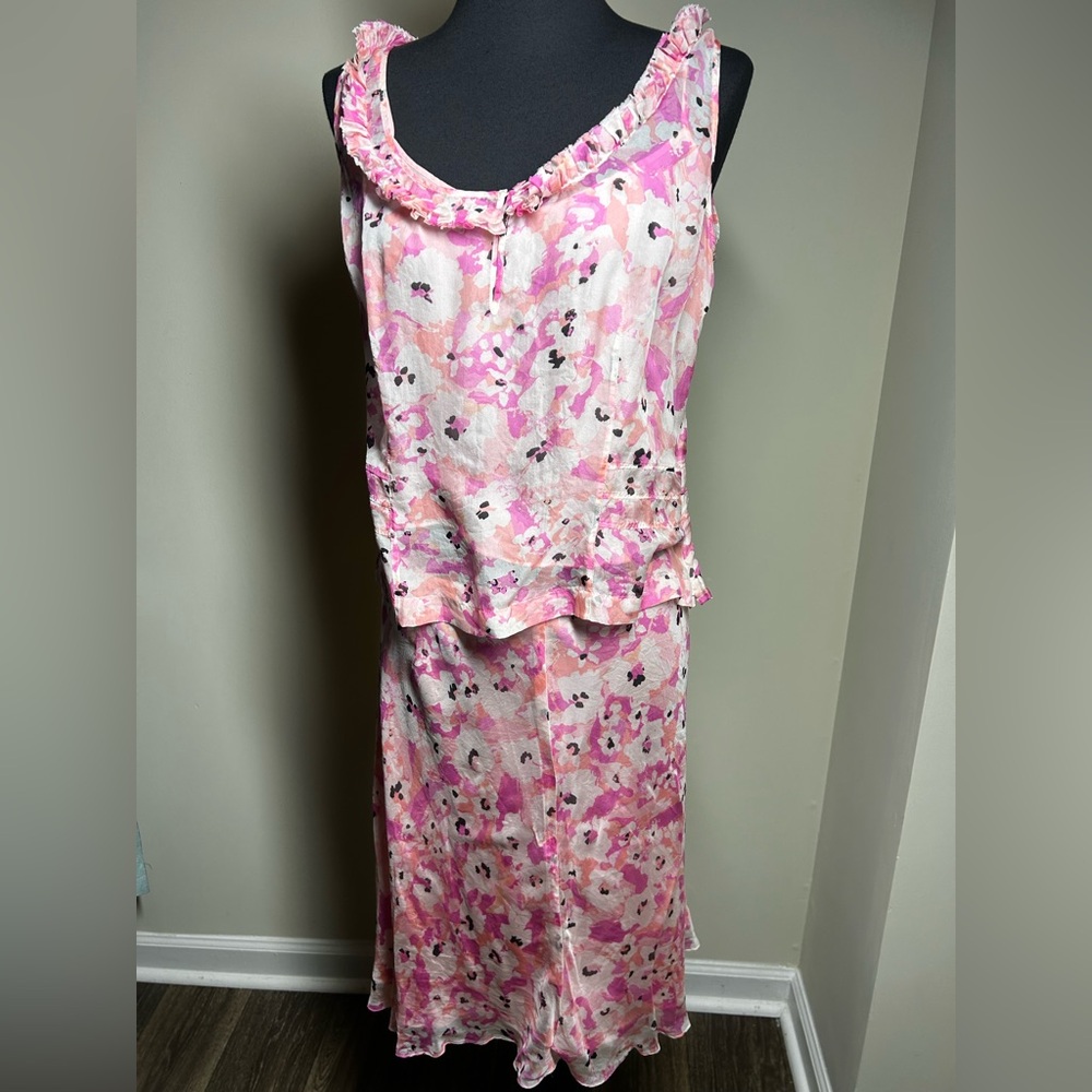 Sigrid Olsen Vibrant Pink and Cream Patterned Garment - Picture 3 of 8